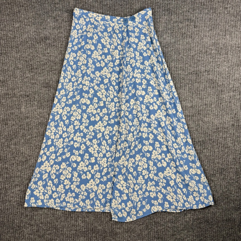 Reformation Skirt Womens 0 Blue Ditsy Floral Midi Wrap Front Made in USA Cottage